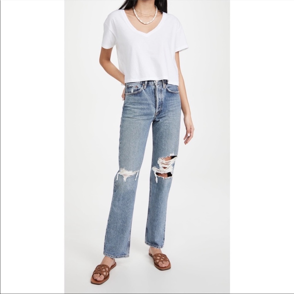 NWT AGOLDE Lana Ripped Straight Leg Jean, Size 27